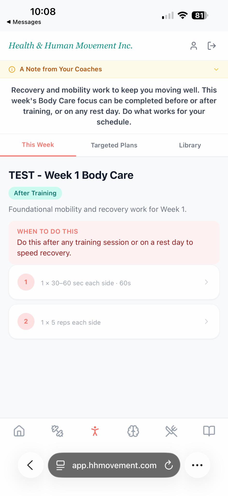 Everyone’s an Athlete wellness screen